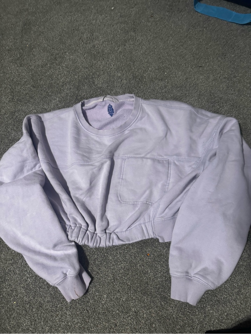 Free People Cropped Lavender Pullover Sweatshirt